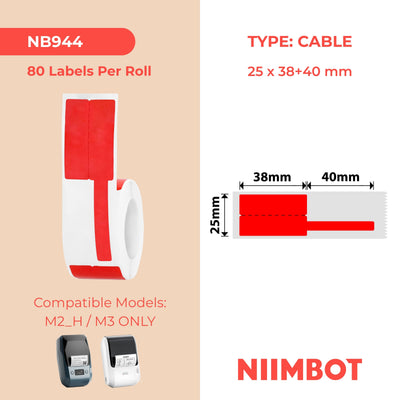 NIIMBOT - M Range - 25x38+40mm - Red Cable - 80 Labels