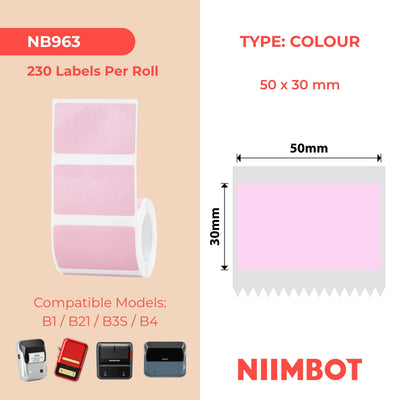 NIIMBOT - B Range - 50x30mm - Light Pink - 230 Labels